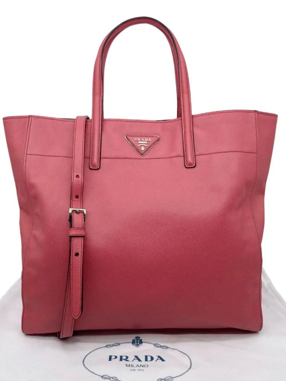 Prada  Soft Saffiano Leather Tote Bag Pink